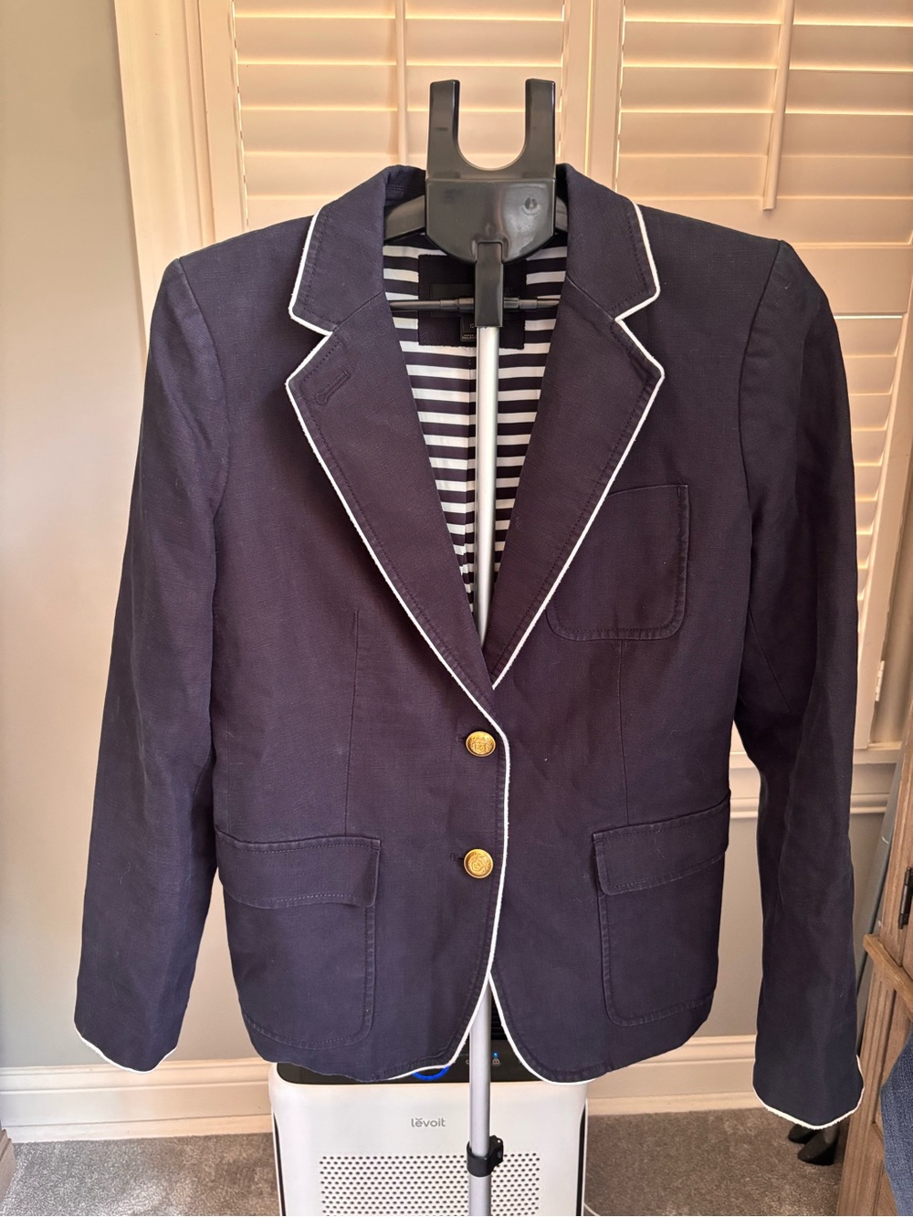 J. Crew Classic Navy Blazer with White Piping - Women’s Tailored Jacket